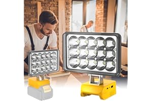 T-SUN 20000LM Super Luminoso Faro LED Ricaricabile per Batteria Dewalt 18V, 80W Luci da Lavoro Portatili con 3 Modalità Lampada da Lavoro per Campeggio, Lavoro, Pesca, Emergenza (Senza Batteria)
