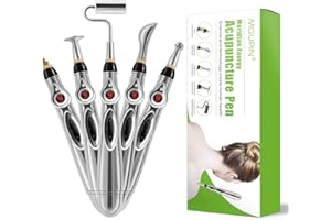MQUPIN - Pluma de acupuntura electrónica para terapia de alivio del dolor, pluma de energía meridiana pluma para dolor con 5 cabezales de masaje