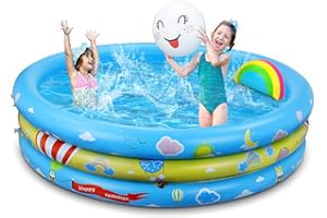 Jojoin Inflatable Paddling Pool, Oversized Baby Summer Swimming Pool with Inflatable Rainbow Pool Toy, Children's Water Pool Indoor and Outdoor for Children (120 cm x 30 cm)