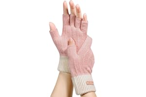 LAFEFE Mitaines d'hiver | Mitaines chaudes en tricot pour femme – Mitaines thermiques pour la course à pied, le sking, rose, taille unique