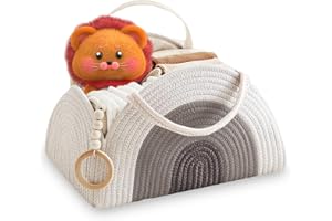 Jinfanshurich Organizador de bebé para cambiador, organizador de cambiador de cuerda de algodón con separador, cesta de pañales portátil para utensilios de bebé, regalo de baby shower (blanco y gris)