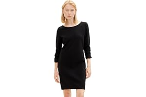 Tom Tailor Denim Damen Basic Kleid mit Raffarm