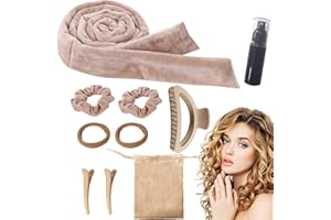 YOOLHAMY Rizador Pelo Sin Calor, Rizos Sin Calor, Heatless Curlers 10pcs Set Las Señoras Duermen Suave Rizador, Diadema Con Rulos Pelo Adecuado Para Mujeres con Cabello Medio y Largo (caqui)