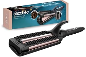 Cecotec Plancha de Pelo de Ondas RitualCare 1000 Summer Waves. 90W, 3 Barriles de 25mm con Revestimiento de Cerámica, 3 Temperaturas Ajustables, 3 Ajustes de Temperatura, Cable 360º