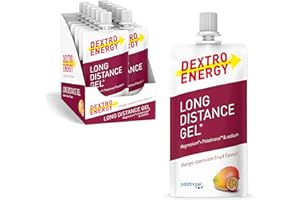 ‎DEXTRO ENERGY Dextro Energy Long Distance Gel Mango Passionfruit + Magnesium und Natrium - 12x50ml (12er Pack) - High Carb Energy Gel mit Palatinose und Elektrolyte