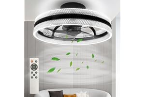 BKZO Φ50cm LED-Deckenventilatoren mit Beleuchtung, 3 Farbtemperatur (3000-5500K) & 24 Geschwindigkeiten Ventilatorlicht,energiesparender Sommer-&Wintermodus, inkl. Fernbedienung，großer Windbereich