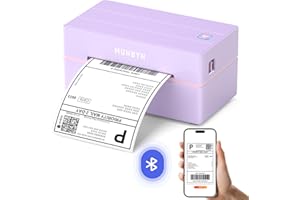 MUNBYN DHL Etikettendrucker Bluetooth, Labeldrucker DHL Versandetiketten Drucker Bluetooth Thermal Printer für Shopify Zalando Ebay Amazon UPS ITPP130B Lila