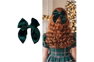 BOTTEGA DELLA PRINCIPESSA Fiocco per Capelli Bambina in Velluto, Chiusura Forcina a Coccodrillo, Elegante e Versatile (Verde)