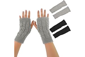 Scettar Handstulpen, 2 Paar Weicher Strick Handschuhe Ohne Finger, Winter Handschuhe Fingerlos Für Mädchen, Fingerlose Handschuhe Damen Für Weihnachten/Geburtstagsgeschenk
