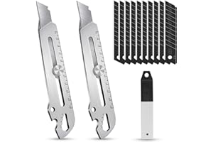 ANYUAN BOY Paquet de 2 Couteaux Utilitaires Polyvalents Lourds,Cutter Rétractable Avec 10 Lames Interchangeables,Couteau de Coupe pour le Bureau,La Maison et L'école
