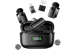 AIWGYIBO Mini Mikrofon für iPhone Android Handy,Kabelloses Lavalier Ansteckmikrofon mit USB-C,3 Stufen Rauschunterdrückung, Sie können den Ton umschalten,für Videoaufnahmen, Vlog, TikTok, YouTube,Plug and Play