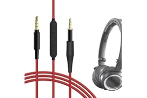 Geekria kabel QuickFit zamiennik do AKG K430 K450 K451 K452 Q460 K480 kabel audio z regulacją głośności i mikrofonem, kompatybilny z urządzeniami z systemem Android, Apple (czerwony, 4FT)