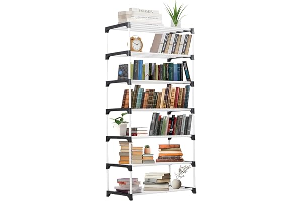 NUMENN 7 Layer Multipurpose Bookshelf Rack Waterproof Plastic Book Storage Shelf for Home, Study Room, Living Room & Office DIY Free-Standing Organizer for Books (Durable & Lightweight) (7 Layer)