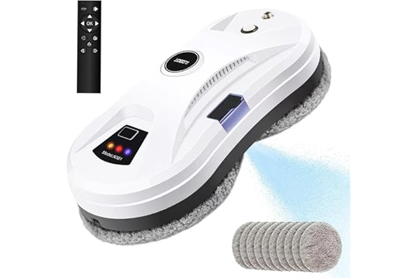 AHWOiHS Robot Nettoyeur Vitres, 5600Pa Robot Laveur de Vitre avec Fonction Pulvérisateur Trois Modes de Nettoyage, Laveur de Vitre Automatique avec Télécommande, pour Toutes Les Surfaces Lisses