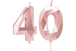 YAAVAAW 40th Birthday Candles, Rose Gold Number 40 Happy Birthday Candles, Women Cake Topper Decorations for 40 Year Old Birthday Party Wedding Anniversary Celebration Supply Rose Gold