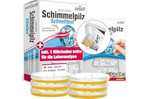 ‎AIRSELF Schimmeltest Kombi – Schnelltest plus Laboranalyse zur Überprüfung der Raumluft auf Schimmel für bis zu 6 Räume