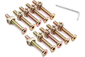 NOHJER 10 PCS M6*50mm Furniture Bolt Nut Set Zinc Plated Hex Socket Screw With L Type Wrench for Furniture Cots Beds Crib and Chairs (M6*50mm)