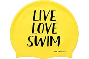 BUDDYSWIM Bonnet de Bain en Silicone pour Piscine ou Eau Libre pour Homme ou Femme. Convient aux Cheveux Longs. Résistant et Hydrodynamique, Couleur Vive pour Une Bonne Visibilité