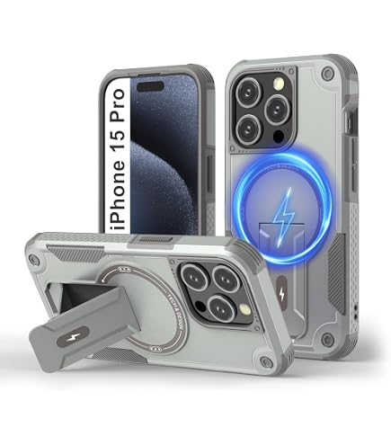 DOMAVER Cover Magnetica Con Cavalletto Per IPhone 15 Pro 6,1'' – Custodia Opaca Compatibile MagSafe, Antiurto, Nero