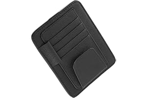 ‎ASIXXSIX Asixx Auto Sonnenblende Tasche, Auto Kartenhalter Organizer mit Haken und Ösen aus PU-Leder für Stift, Karte, Rechnung, Gläser(Schwarz)