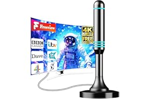 BSPHEREX 2025 Indoor TV Aerial – Long Range Freeview Aerial with 360° Signal Reception, Magnetic Base, 4K & Full HD Support, Easy Install for Smart & Older TVs, 16.5ft Cable