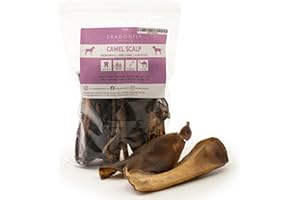 Dragonfly Products Camel Scalp For Dogs | 250g | Grain Free Long Lasting Chews Non-Rawhide Alternative to Pizzles | Dried Natural Raw Treat Stick | Medium to Large Breeds