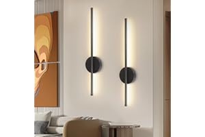 ‎DEHOBO Dehobo Akku Wandleuchte Innen Wandlampe mit Schalter und Fernbedienung, LED Wandleuchten Kabellos Schwarz 60CM, Wandleuchte Dimmbar 3 Farbtemperatur, für Wohnzimmer, Treppenbeleuchtung, Zwei Packungen
