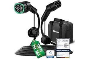 ‎GONEO GONEO Typ 2 Ladekabel 11kW 7M 16A Ladekabel Elektroauto Typ 2 3 Phasig für E Auto EV/PHEV Typ 2 auf Typ 2 Mode 3 Ladekabel mit Tasche Geeignet für S/3/X/Y e-Golf ID.3 i3/i8