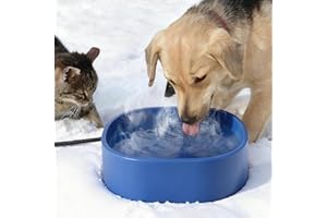 Ambesty Duża podgrzewana miska na wodę, termostatyczna, podgrzewana miska dla zwierząt domowych, termostatyczna miska dla zwierząt domowych, z kablem zapobiegającym ugryzieniom o długości 200 cm i