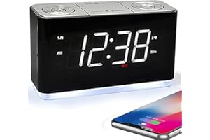 iTOMA Alarm Clock with Bluetooth, Large LED Display, FM Radio, Dual Alarm, USB Charging Port, Night Light, Auto & Manual Dimmer, Snooze, Sleep Timer CKS507