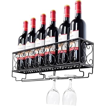 Relaxdays Weinregal mit Glashalter H x B x T: ca. 17 x 37 x 11,5 cm