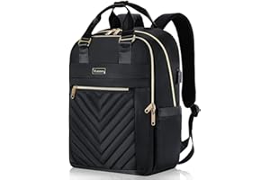 Liokesa Rucksack Damen, 15,6 Zoll Laptop Rucksack Schulrucksack Mädchen Teenager mit USB Ladeanschluss & Laptopfach, Laptoptasche Business Rucksäcke für Arbeit, Reisen, Schwarz