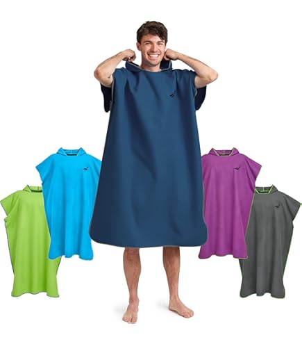 NirvanaShape ® Handdoek-Poncho Volwassenen | Omkleeddoek en Handdoek in één | Surfponcho met Quick-Dry Functie | Ideaal voor Reizen, Surfen, Kamperen, Saunabezoek, Snorkelen, Strand