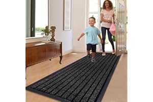 Rugs Inn Rubber Runner Rugs for Hallways - Dirt Trapper Indoor and Outdoor High Traffic Areas, Garages, Storefronts, and Everyday Home Use Carpet Runners (Black, 80 x 150 cm)
