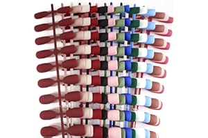 FLOFIA 336pz Unghie Finte Tinta Unita Corte Colorate Ballerina, Artificiali in Espositore Display Nail Tips Decorazione Art Fai da Te (14 Set)