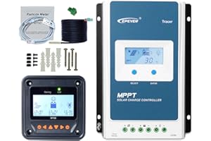 EPEVER MPPT Solar Laderegler 40A 12V/24V Auto max. PV 100V Solarregler mit Fernanzeige MT50 + RTS mit LCD-Negativ für versiegelte überflutete Lithium-Gel-AGM-Batterie (40A+MT50+RTS)
