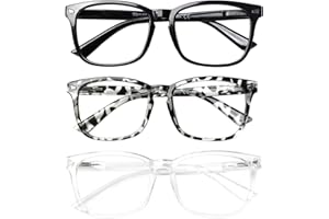 ‎COJWIS COJWIS 3 Pack Blaulichtfilter Lesebrille groß Damen Herren Computerbrille Lesebrillen Sehhilfe Brille Computer-Lesebrillen mit Sehstärke (3 Pack Farbe, 1.50, x)