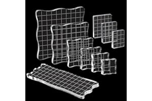 BAROCE Blocchi per Timbri Trasparenti, 10 pezzi Strumenti per Timbrare Blocchi in Acrilico con linee di Griglia per lavori di Scrapbooking, Decorazione di Francobolli Natalizi, Biglietti