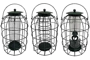 3x Simply Direct Garden Squirrel Resistant Bird Feeders without Feed | Hanging Squirrel Resistant Nut, Seed and Fat Ball Feeders | Wild Bird Feeders | Durable | 24cm x 17cm x 17cm