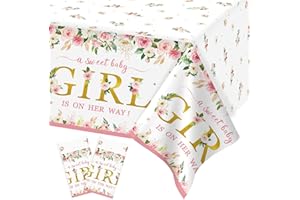 Heboland 2 Pezzi Tovaglie Baby Shower Girl, Tovaglia Rosa Battesimo Bimba 137 x 274cm Tovaglia Tnt Baby Shower Ragazze Decorazione di Compleanno Forniture per Feste