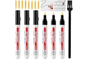 Bohoray 6 Stück Fugenstift Schwarz, Grout Pen, Fliesenstift mit Ersatzspitze, Fliesen Fugen Reparatur, Fugenstift Fugenmörtel für Ausbessern und Verschönern von Fliesenfugen in Bädern, Küchen