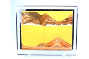 HY HAOYING ITTA Bewegliches Sandkunstbild, 3D dynamische Sandkunst Flüssige Bewegung, Rechteck Glas Regenbogen Vision Sandbild Sandlandschaft Fließender exotischer Sand Rahmen Entspannend Desktop Home