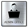 Vertical Root Inc® Premium Brush Steel Finish Acrylic Admin Office Door Sign Easy to Mount 3M Self-Adhesive Tape Signage for Hotel Office Resort Society Corporate Business.