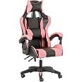Chaise Gaming Baroni Home - Ergonomique, Dossier Réglable 90-120° | Support Lombaire, Blanc