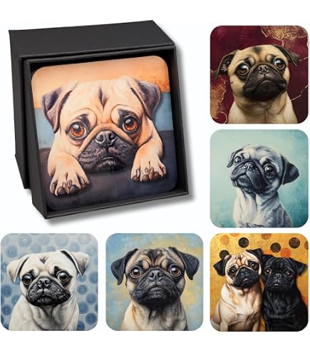 Sottobicchiere lucido con scritta Keep Calm And Hug A Pug