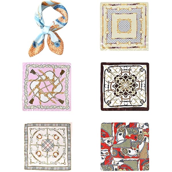 10 Sciarpe Quadrate In Raso - 50x50 Cm Per Capelli E Accessori Moda (Colori Assortiti)