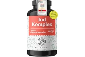 ‎NATURE LOVE NATURE LOVE® Jod Komplex für die Schilddrüse - 180 Kapseln - mit Jod, Selen, L-Tyrosin, Vitamin B & D - Alternative zu Jod Tabletten - 6 Monate Reichweite - hochdosiert, vegan & laborgeprüft