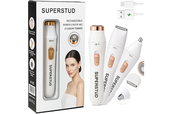 Trimmer for Women 6-in-1 Bikini Trimmer Face Hair Removal Machine (1Year Warranty) Eyebrow Trimmer for Woman 120 Min Runtime Facial Hair Remover for Face, Underarms, Nose, Intimate Areas, Arms, Legs Travel Friendly, Rechargeable (White)