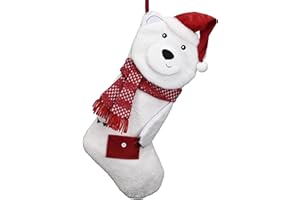 Valery Madelyn Polarbär Nikolausstrumpf Große,21 Inch/54cm Weihnachtsstrumpf zum Befüllen und Aufhängen für Kamin,Nikolausstiefel für Rot Weiß Weihnachtsdeko,Kinder