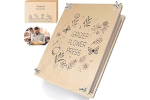 Grizef Große Blumenpresse aus Holz, 10 Schichten, 30 x 21 cm, Blumenpress-Set für Erwachsene, für alle, die gepresste Blumen, Kunst und Handwerk (Holz) lieben